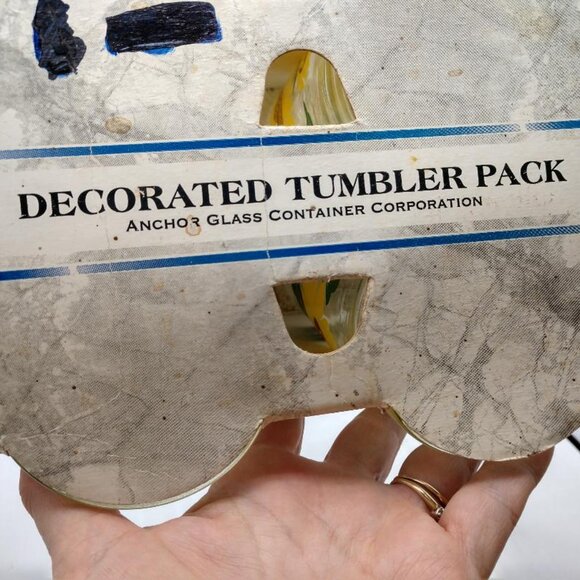 Decorated Tumbler Pack - 4 Anchor Glass Container Corp Glasses- Sunflower design - Picture 4 of 6